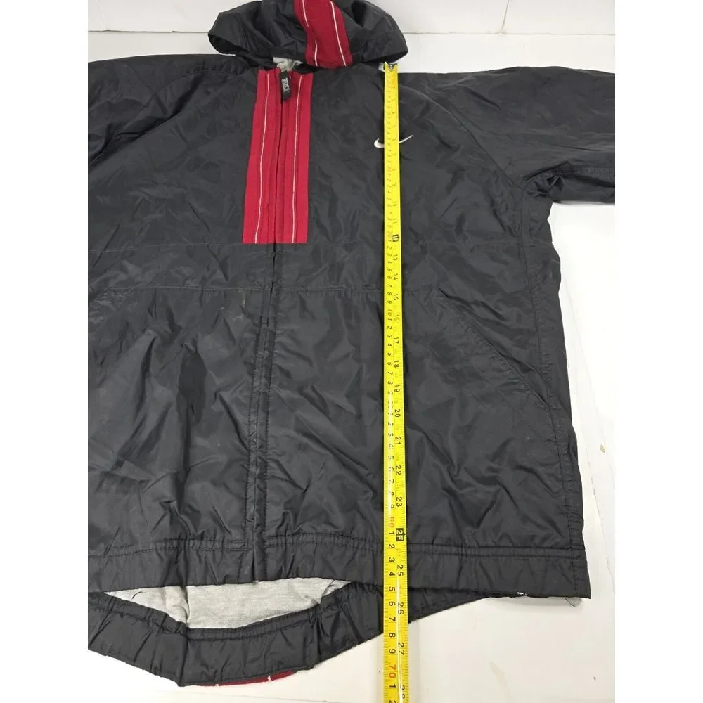 Nike XL (18-20)Kids Windbreaker Hooded‎ Vintage Jacket Black Red